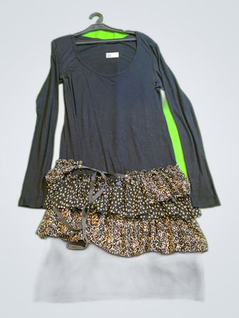 Unbranded Black Long Sleeve Ruffle Mini Dress