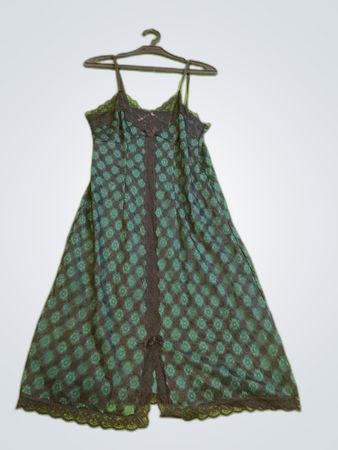 Teal Floral Lace Slip Dress