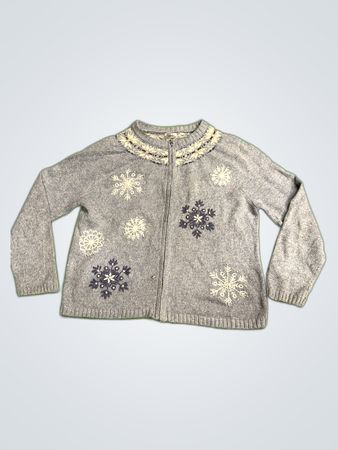 Croft & Barrow Snowflake Zip Cardigan