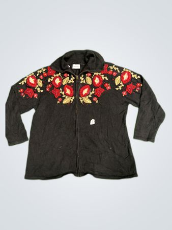 Fashion Bug Embroidered Black Knit Cardigan