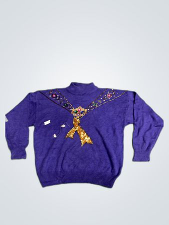 RAVE Purple Embellished Turtleneck Sweater