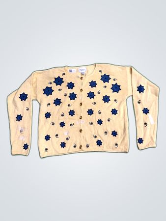 Christopher & Banks Cream Star Applique Cardigan