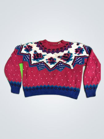 Point of View Floral Knit Sweater