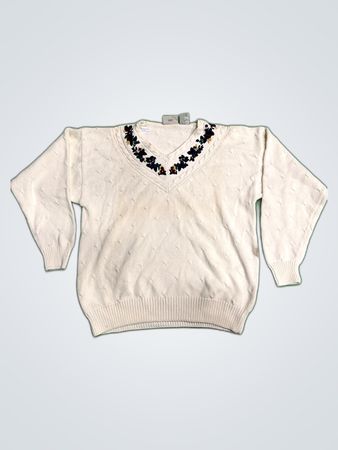 Northern Reflections Embroidered V-Neck Knit Sweater