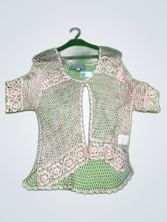 Carol Anderson Pink Lace Knit Cardigan