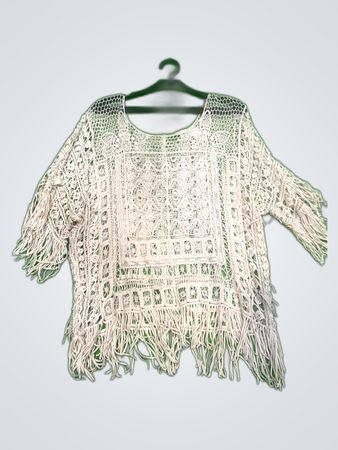 Unbranded Off-White Crochet Fringe Cardigan