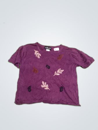Sag Harbor Embroidered Purple Blouse