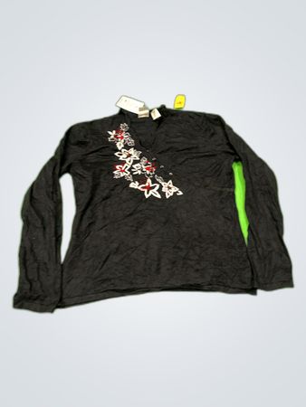 Black Long-Sleeve Top with Star Design