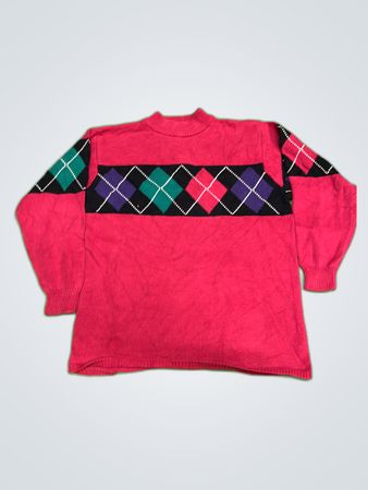 Liz Sport Pink Argyle Sweater