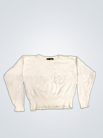 LIZSPORT White Cotton Knit Sweater