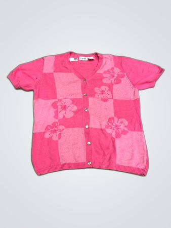 Tabi International Pink Floral Knit Cardigan