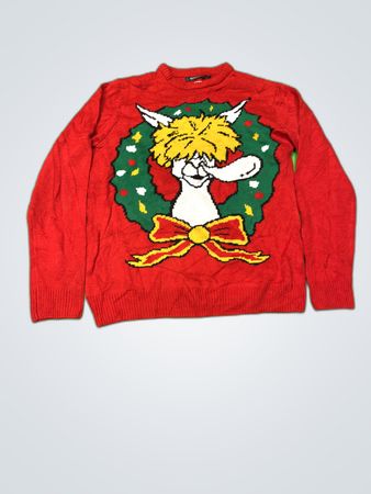 QUALFORT Christmas Llama Sweater