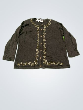 Leslie Fay Black Embroidered Cardigan