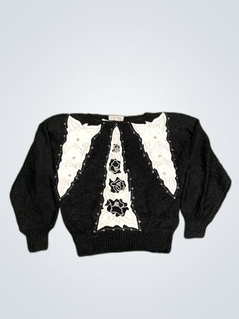Nannelle Black Embroidered Knit Sweater