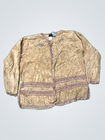 D&D Collection Embroidered Beige Cardigan