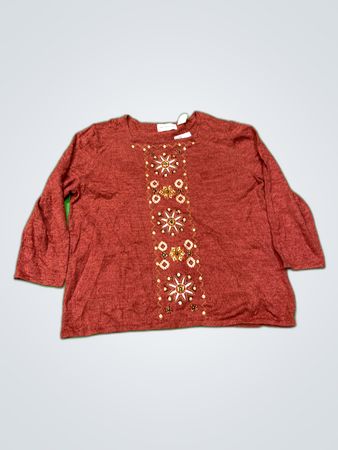 Alfred Dunner Embroidered Knit Sweater