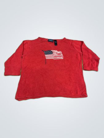 Crazy Horse Liz Claiborne Red American Flag Sweater