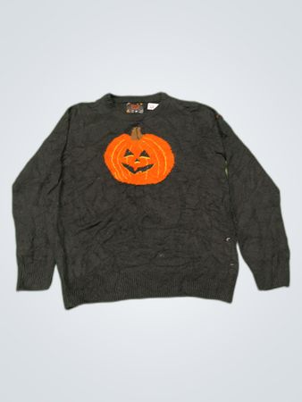 Unbranded Black Knit Sweater with Halloween Pumpkin Graphic
