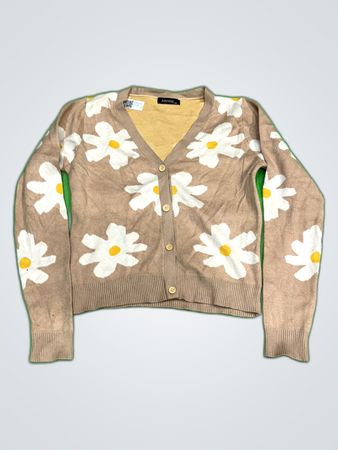 Jasmine Beige Knitted Daisy Cardigan