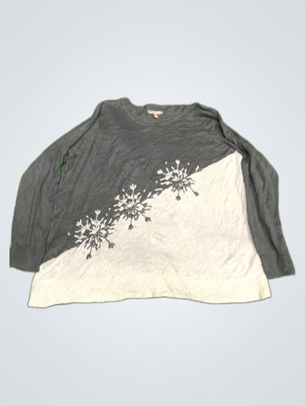 Woman Within Gray and White Snowflake Knit Sweater