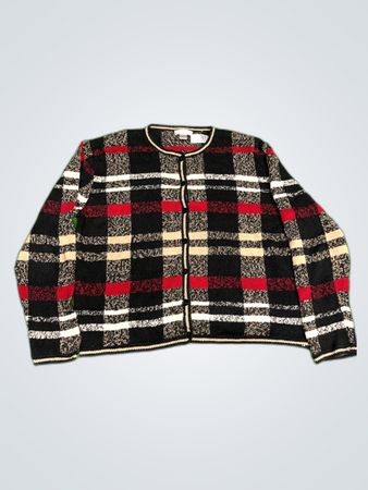 Christopher & Banks Plaid Knit Cardigan