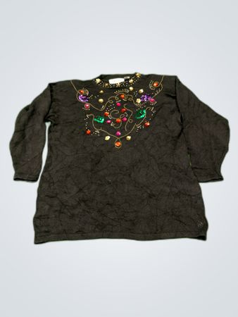 Celina Yang Black Embellished Knit Sweater