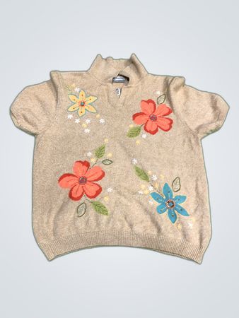 Alfred Dunner Floral Embroidered Knit Top