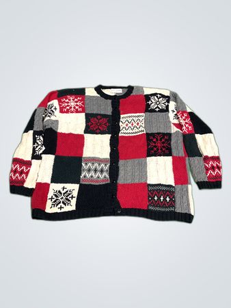 August Max Woman Patchwork Knit Cardigan