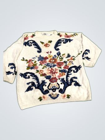 Hand-Knitted Floral Sweater