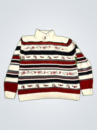 Alfred Dunner Striped Turtleneck Sweater