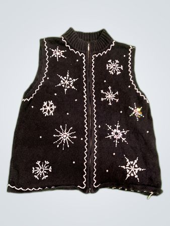 Mercer Street Studio Black Snowflake Knit Vest