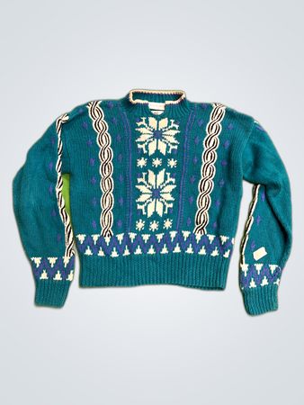 Robert Scott Teal Knitted Turtleneck Sweater