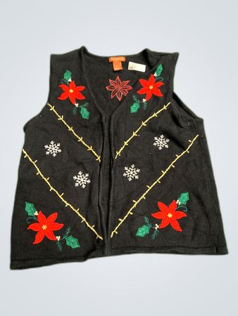 Traditions Black Knitted Christmas Vest