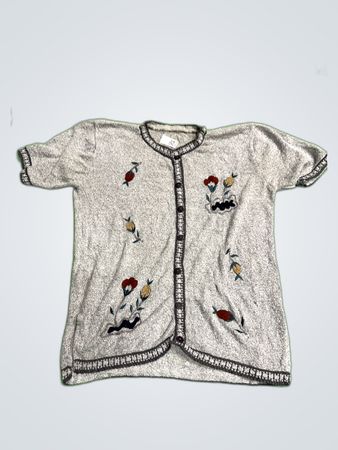 Gray Floral Short Sleeve Shirt