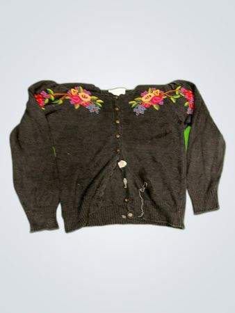 Marques Alves Floral Embroidered Knit Cardigan