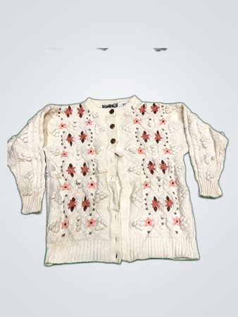 ASAMIA Floral Embroidered Knit Cardigan