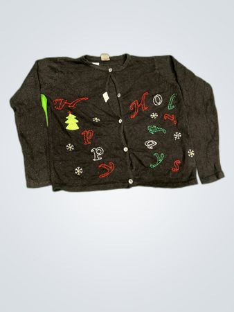 New York Laundry Holiday Classics Black Knit Cardigan
