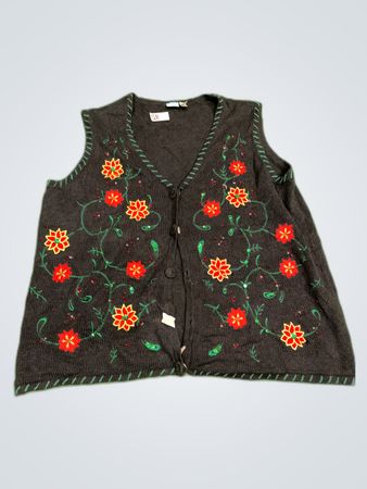 Holiday Editions Embroidered Knit Vest