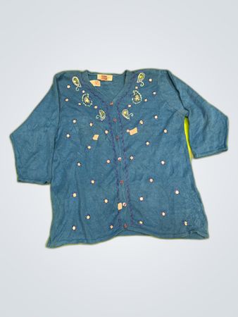 Blue Embroidered Sweater