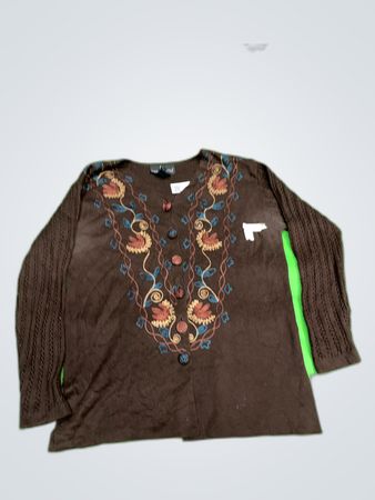 Brown Embroidered Sweater