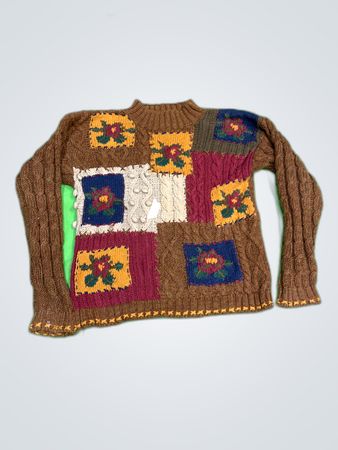 Gloria Vanderbilt Patchwork Knit Sweater
