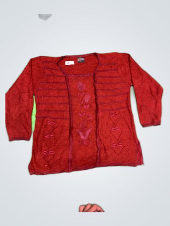 Moffi International Red Embroidered Knit Cardigan