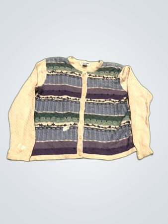 Alfred Dunner Striped Knit Cardigan