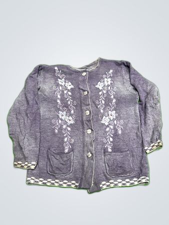 Gray Floral Cardigan