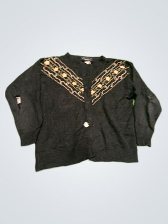 Black Knit Sweater with Embellishments