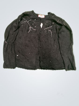 Tiara International Black Sequin Cardigan
