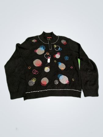 Christopher & Banks Black Embroidered Knit Cardigan