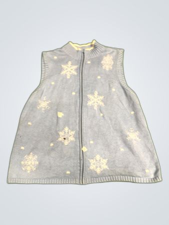 Christopher & Banks Light Blue Snowflake Embroidered Knit Cardigan