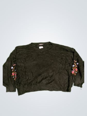 Bloomchic Black Embroidered Knit Sweater