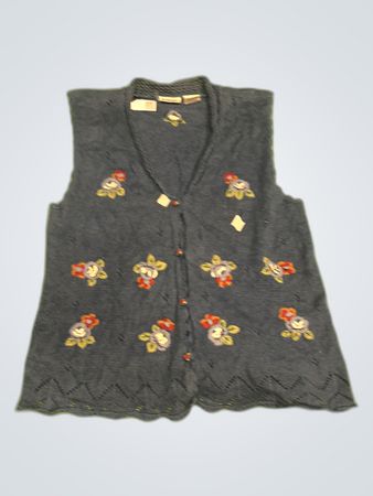 Capacity Floral Embroidered Knit Vest